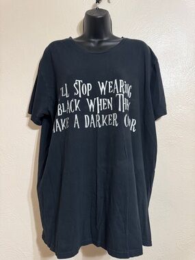 Black Graphic Tee with White Slogan